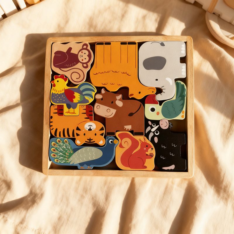 Wooden Telugu Animal Puzzle — colourful bilingual pieces