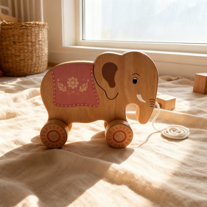 Wooden Elephant Pull-Along Toy